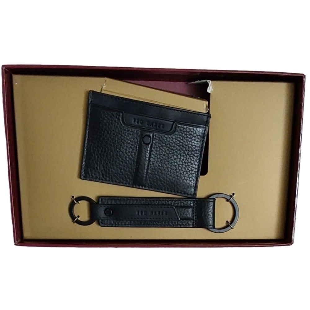 TED BAKER LONDON 2 PIECES MEN'S‎ MONEY CLIP &  BLACK CARD HOLDER